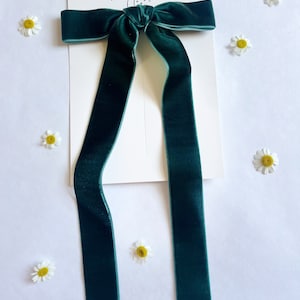Lana velvet bow Spruce Green couqette ribbon hair clip womens girls ballerina princess holiday Christmas French velvet