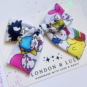 Kitty + Friends bow girls hair clip toddler accessories womens barrette rainbow kawaii
