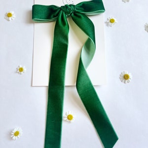 Lana velvet bow Hunter Green couqette ribbon hair clip womens girls ballerina princess holiday Christmas French velvet