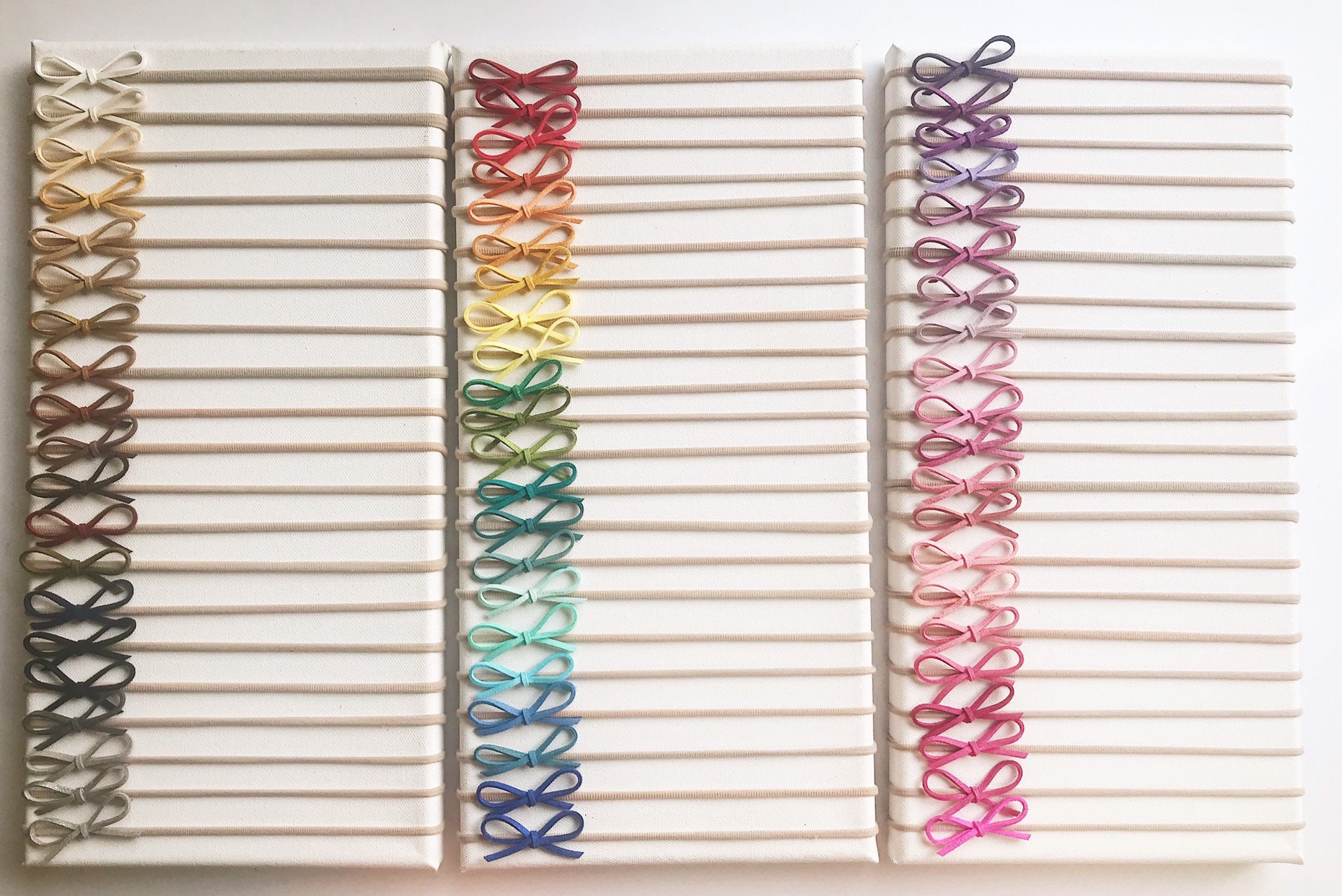 Set of 3 baby headband bows - you choose colors mini vegan leather suede baby bows nylon headbands newborn tiny infant toddler dainty little