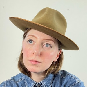 Vintage 1960s Stetson Distressed Bound Edge Felt Fedora Cowboy Hat 6 7/8