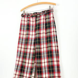 Vintage 1960s Tartan Plaid Bell Bottom Trouser Pants | small medium