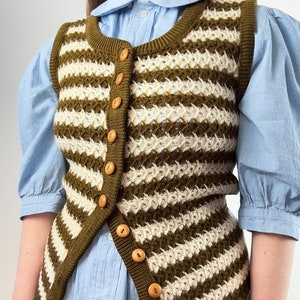 Vintage 1960s Stripe Wool Knit Vest Top Bobbie Brooks | small