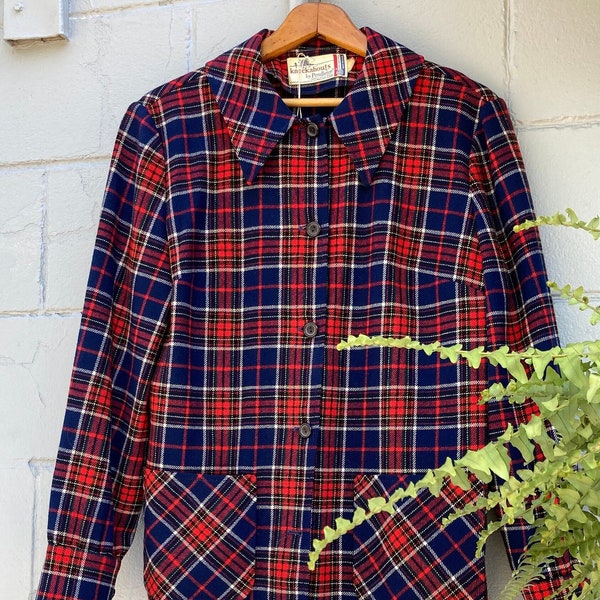 1960s 70s Pendleton Knockabouts Wool Flannel Shirt Jacket