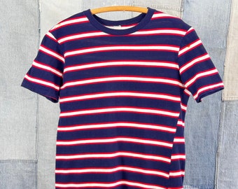 Vintage 1960s 70s Striped Cotton T Shirt