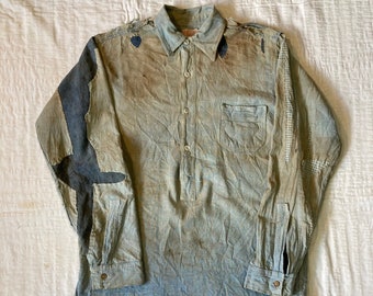 Antique 1920s Big Brother Chin Strap Chambray Shirt