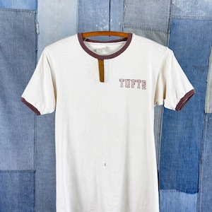 Vintage 1970s Tufts Velva Sheen Ringer T Shirt