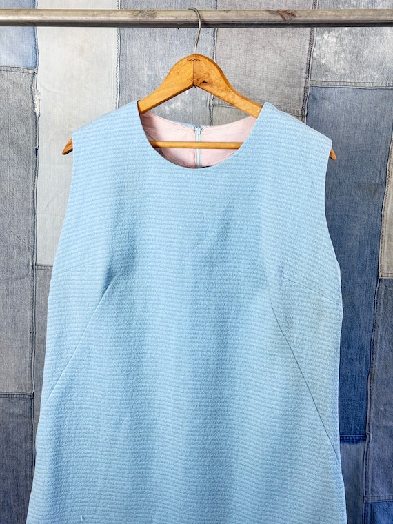 Vintage 1960s Blue Polyester Double Knit Dress