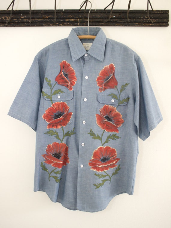 Hand Painted Chambray Shirt | 60s 70s Big Mac Work