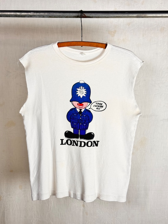 Vintage 1970s London Police Graphic Cutoff T Shirt