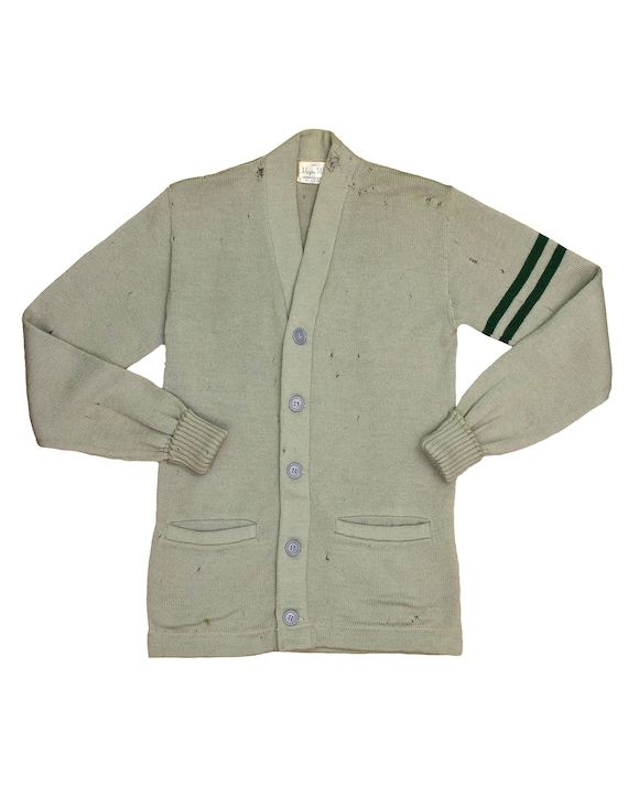 Green Stripe - 1930s 40s Distressed Wool Varsity C