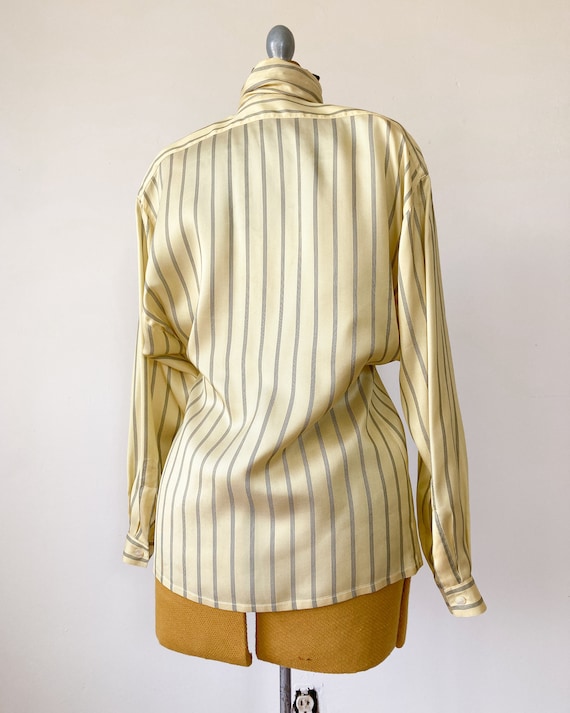 Vintage 1980s Escada Striped Silk Blouse - image 7