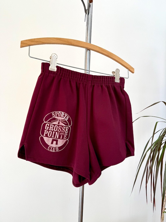 Vintage 1970s Lighthouse Sports Club Graphic Knit Athletic Shorts | xsmall small