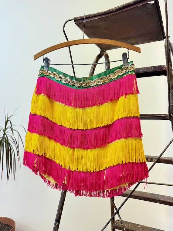 Vintage 1950s Day Glo Fringe Sequin Satin Bloomers | medium