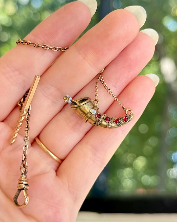 Antique Victorian Cornucopia Gold Filled Watch Chain Fob
