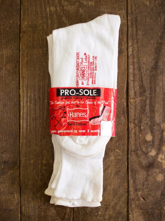 Vintage 50s 60s Hanes White Sport Socks 3-Pack Dea