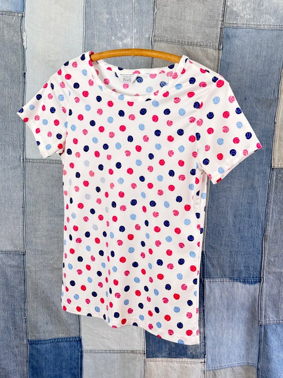 Vintage 1970s Pop Art Print Polyester Baby Tee