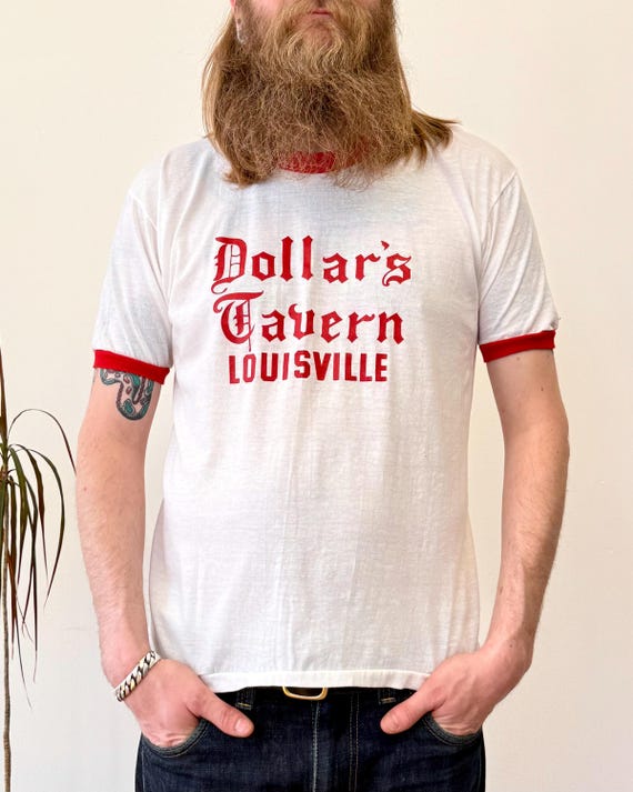 Vintage 1970s Dollars Tavern Louisville Graphic Ringer T Shirt | xlarge
