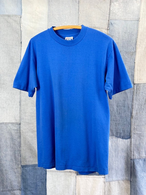 Vintage 1980s 90s Blue Hanes Fifty Fifty T Shirt