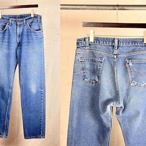 Vintage 1980s Levi’s Orange Tab 505 0217 Distressed Denim Jeans 34 x 34
