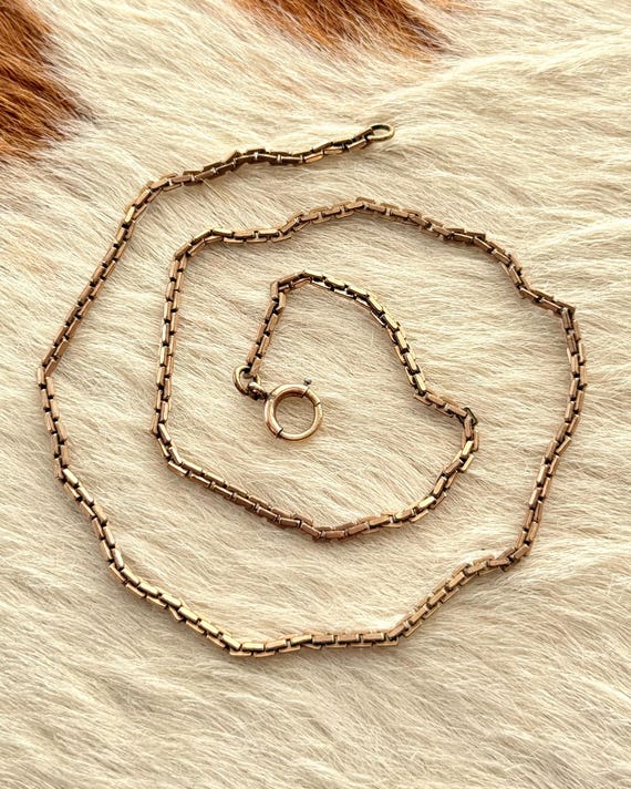 Antique Deco 12k Gold Filled Petit Anchor Link Watch Chain Jewelry 15.5”