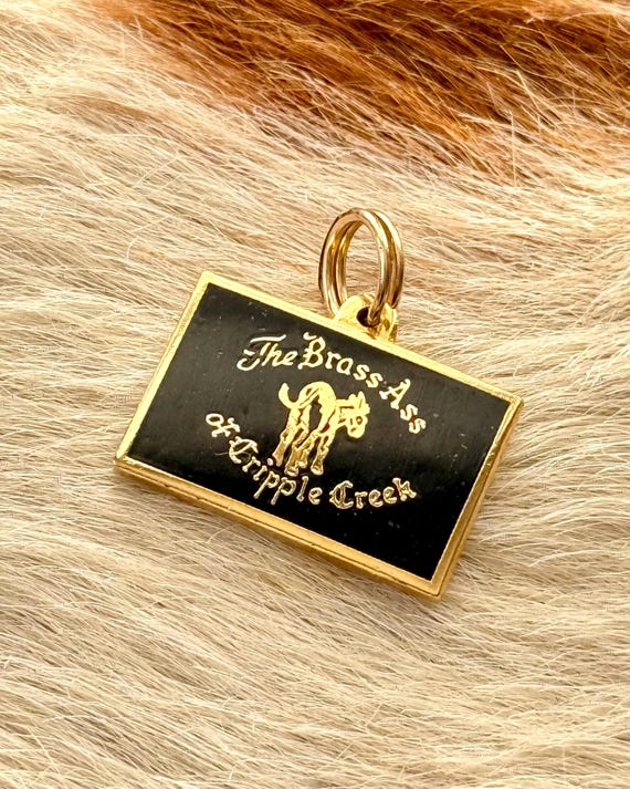 Vintage 1970s Brass Ass Casino Souvenir Gold Filled Enamel Charm