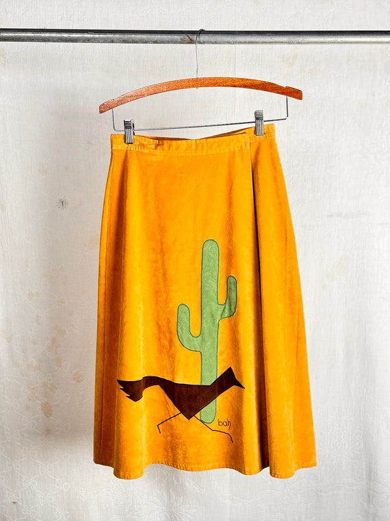 XSMALL Vintage 1970s Cactus Applique Faux Suede Wrap Skirt Etsy