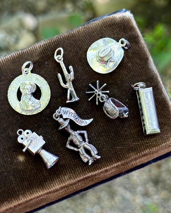 Vintage Cowboy Western Sterling Silver Charm Pendant | select one