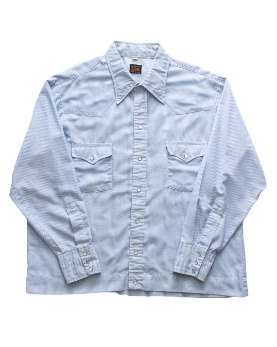 Pinstripe - 1970s LEE Western Style Work Shirt | l