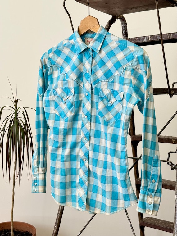 Vintage 1960s Pearl Snap Western Shirt Blouse Tem-Tex | womens xsmall