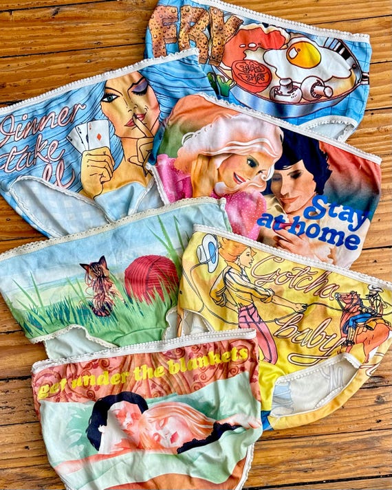 Vintage 1970s Novelty Graphic Panties Hipster Brief | select one