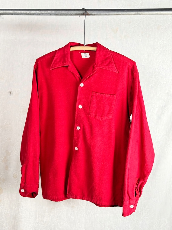 Vintage 1940s 50s Montgomery Ward Chamois Flannel Shirt
