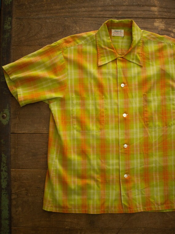 60s Loop Collar Shirt | Vintage Woven Shirt | Mens
