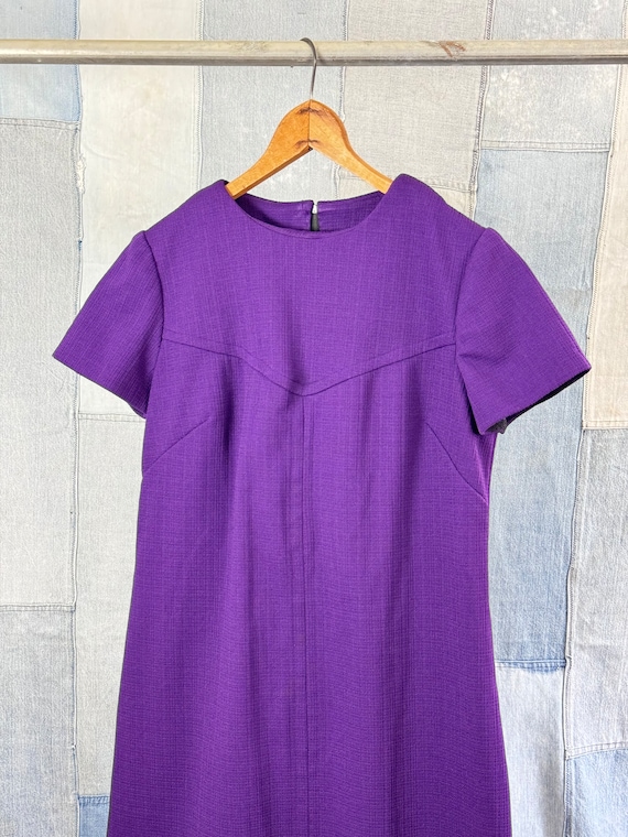 1960s Mod Purple Polyester Double Knit Dress - image 2