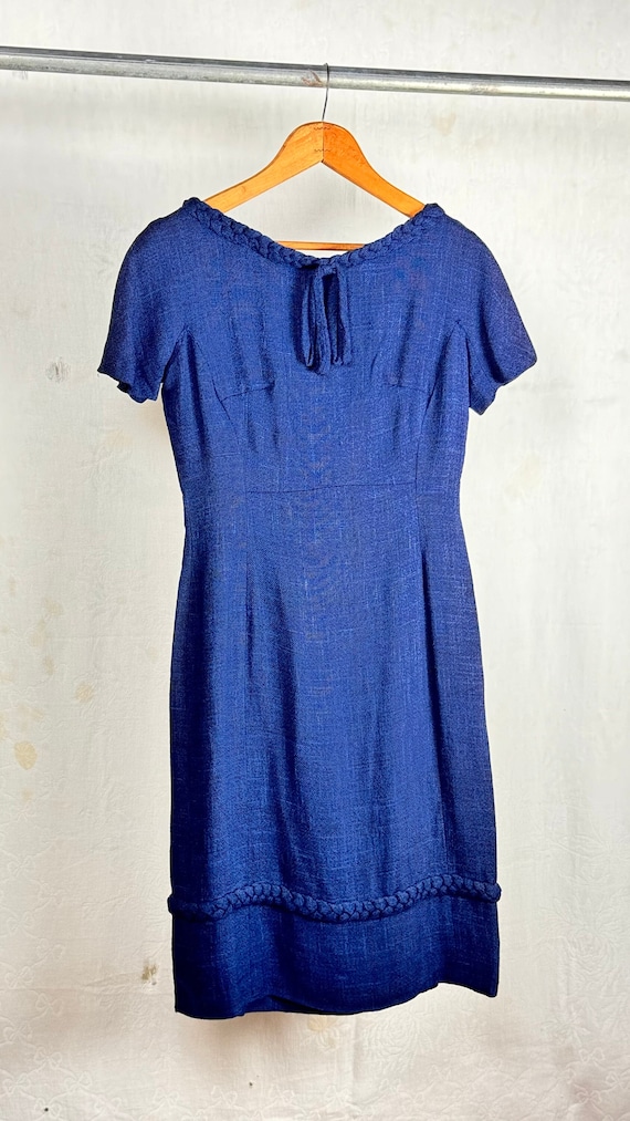 Vintage 1950s 60s Suzy Perette Linen Wiggle Cocktail Dress