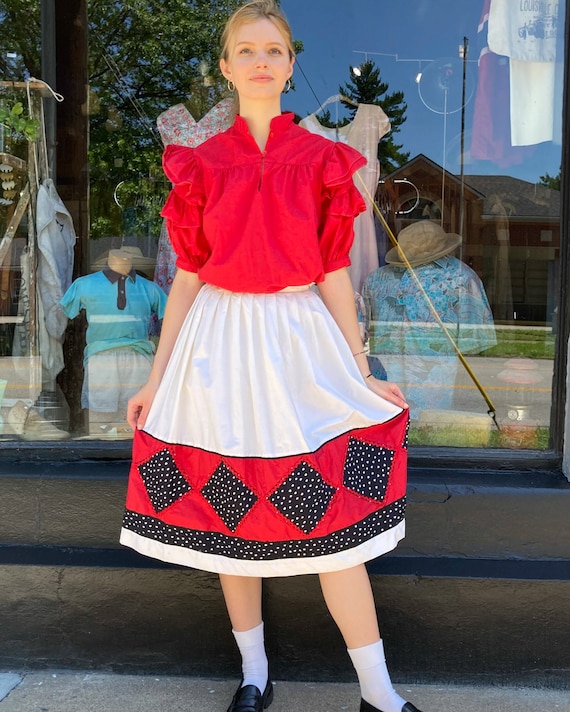 1980s Georgio Sant Angelo Border Skirt Set