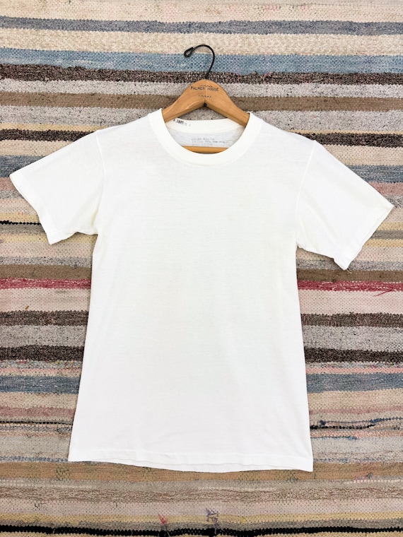 Vintage 1960s US Military Issued White Crew T Shirt | small medium