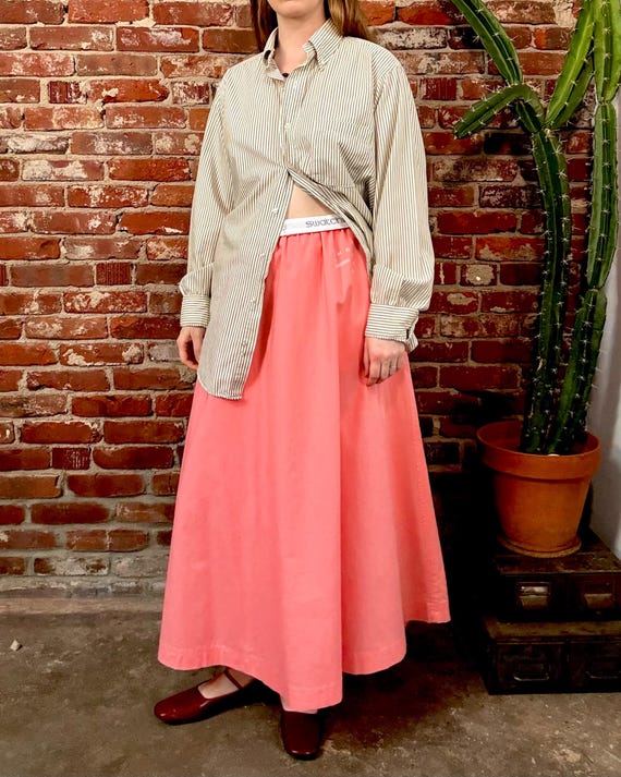 Vintage 1980s Swatch Boxer Elastic Poplin Midi Skirt | large