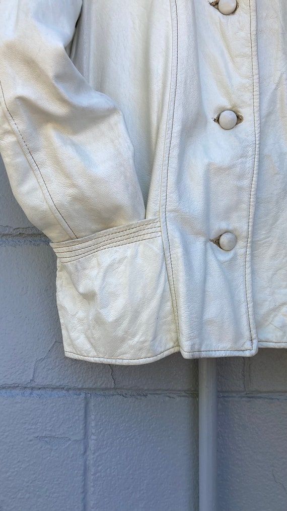 1950s 60s White Leather Jacket - image 5