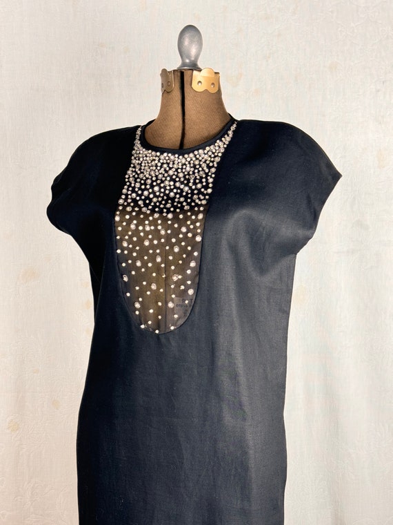 Vintage 1980s Valentino Sheer Cutout Linen Cocoon Shift Dress
