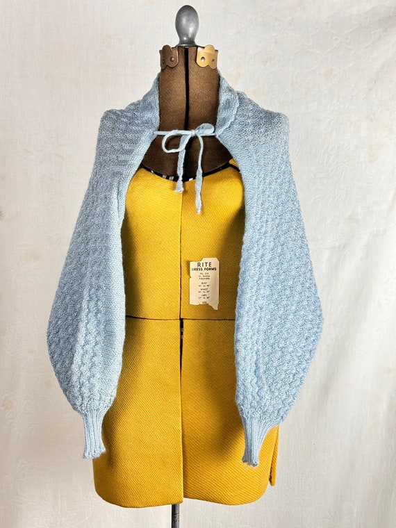 Antique 1930s 40s Billow Sleeve Mohair Knit Shrug Cardigan Sweater