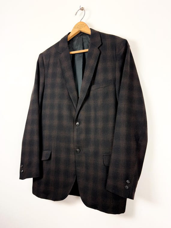 Vintage 1960s Campus Plaid Wool Sport Coat | medium
