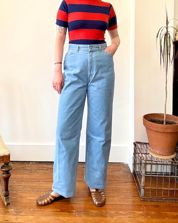 Vintage 1970s Levi’s California Straights Powder Blue Brushed Denim Jeans | 30 waist