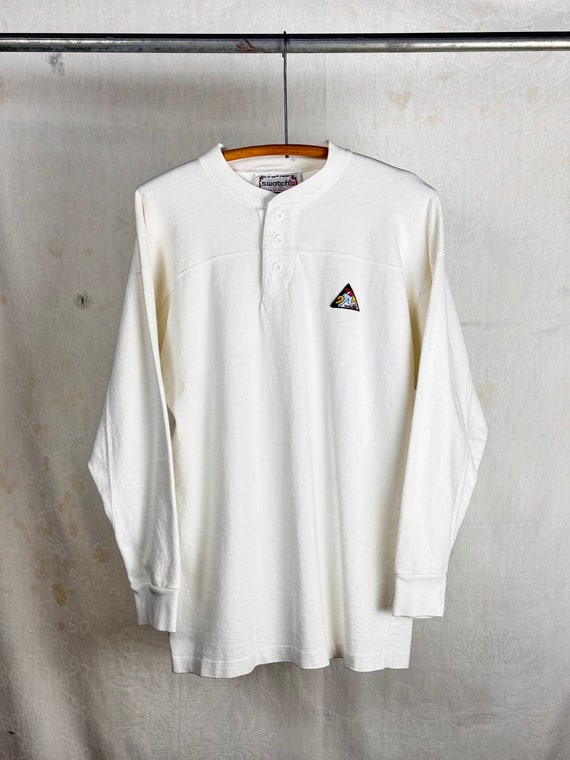 Vintage 1980s Swatch Watches White Rugby T Shirt
