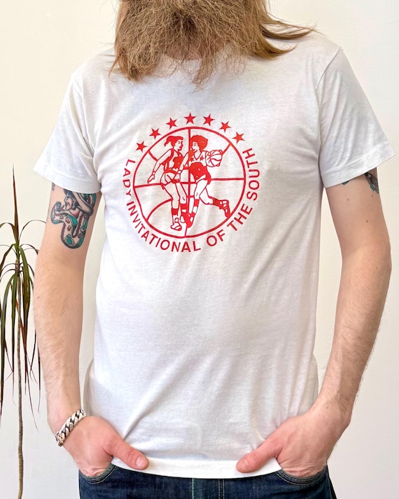 Vintage 1970s Girls Basketball Graphic T Shirt | large