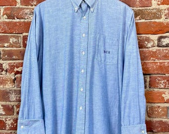 Camisa Oxford azul vintage de los años 50 de J Packard Shirtmakers / talla grande
