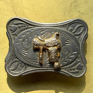 Vintage Horse Saddle Western Belt Buckle