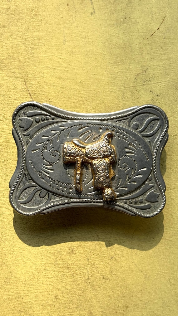 Vintage Horse Saddle Western Belt Buckle