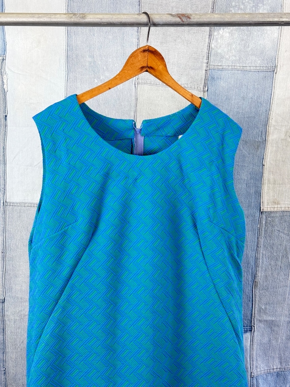 1960s Geometric Polyester Double Knit Dress