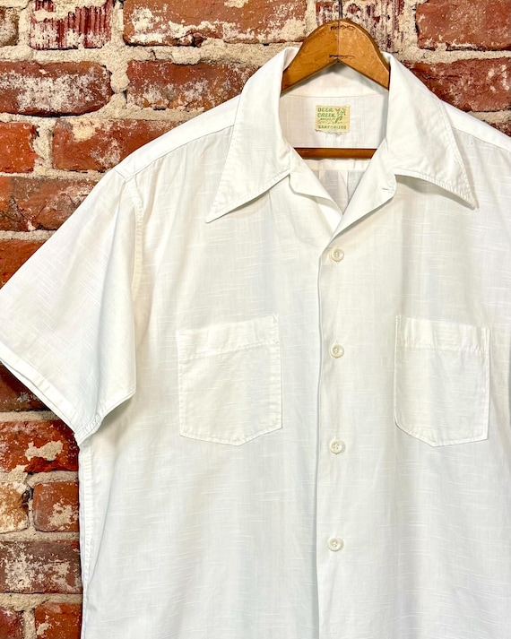 Vintage 1950s Deer Creek Camp Collar Woven Summer Shirt | large